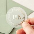 51mm Initials and Wreath Foiled Wedding Stickers