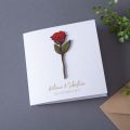 Minimal Wooden Red Rose Keepsake Card