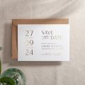 Foiled White Modern Elegance Save The Date with Bold Date