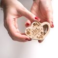 Floral Initials Heart-Shaped Wooden Trinket Box