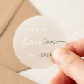 51mm Personalised Surname Modern Foiled Wedding Stickers
