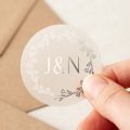 51mm Initials and Wreath Foiled Wedding Stickers