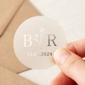 51mm Initials with Floral Line Drawing Foiled Wedding Stickers