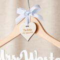 Wooden Wedding Dress Hanger With White Wording