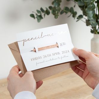 Foiled Minimal Script 'Pencil Us In' Save the Date