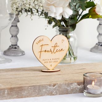 Scattered Hearts Engraved Table Number Signs