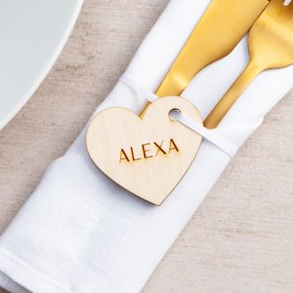 Engraved Wooden Heart Place Name Tag