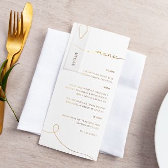 Minimal Script Foiled Menus with Optional Place Cards