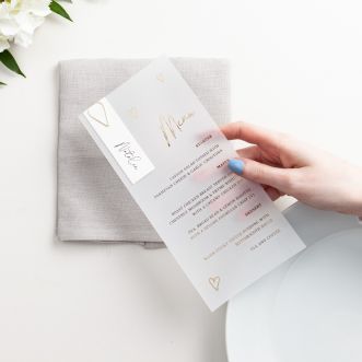 Scattered Hearts Foiled Menus with Optional Place Cards