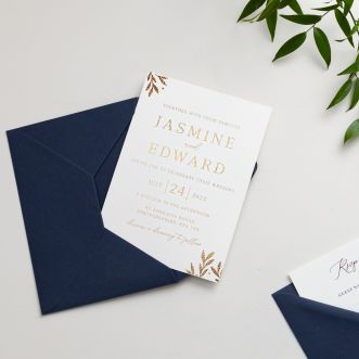 Gold Leaves Wedding Invitation Suite