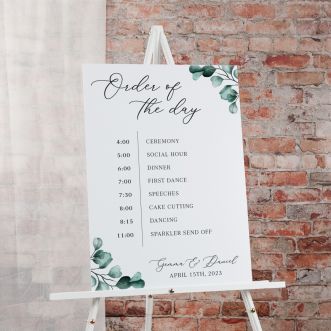Blue Eucalyptus Order of the Day Wedding Sign