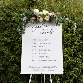 Simple Elegance Order of Events Wedding Sign