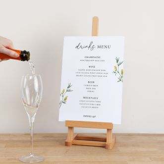 Wildflowers Wedding Drinks Menu Sign