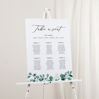 Blue Eucalyptus Wedding Seating Plan Sign