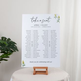 Wildflowers Wedding Banquet Table Plan Sign