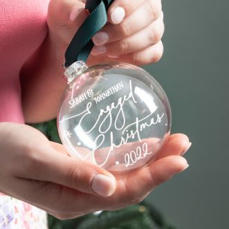 Christmas Engagement Glass Bauble