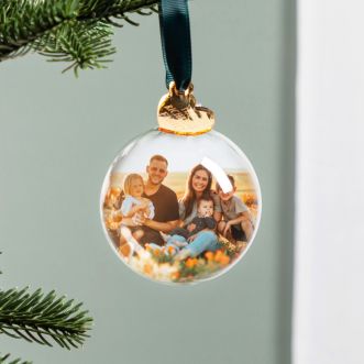 Family Photo Bauble with Gold Heart Charm