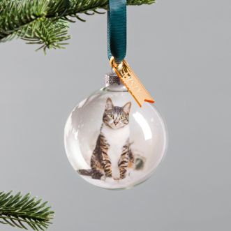 Cat Photo Bauble with Gold Name Charm