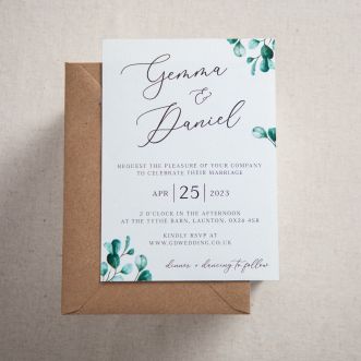 Blue Eucalyptus Wedding Invitation & Envelope