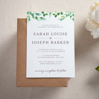 Green Eucalyptus Wedding Invitation & Envelope