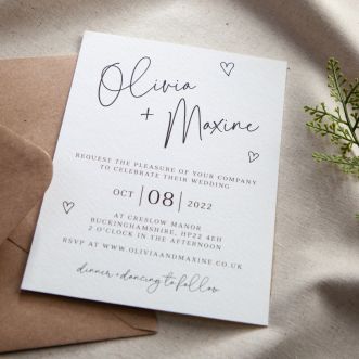 Scattered Hearts Wedding Invitation & Envelope