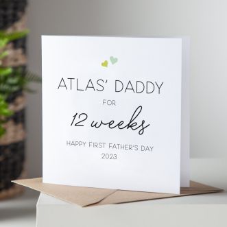 First Father's Day Time Card with coloured Hearts