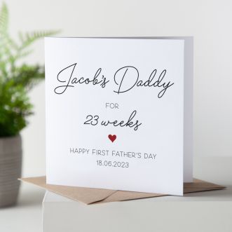 First Father's Day Time Card with Red Heart