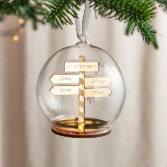 Metallic Mirror Personalised Family Sign Post Bauble