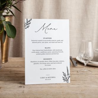 Meadow Small Printed Wedding Menu Signs