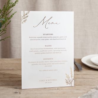 Meadow Small Foiled Wedding Menu Signs