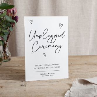 Scattered Hearts Small Printed Wedding Signs