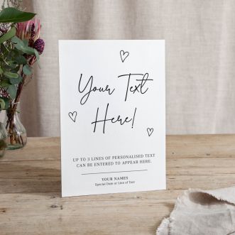 Scattered Hearts Small Custom Printed Wedding Sign