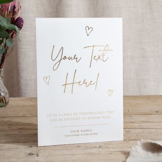 Scattered Hearts Small Custom Foiled Wedding Sign