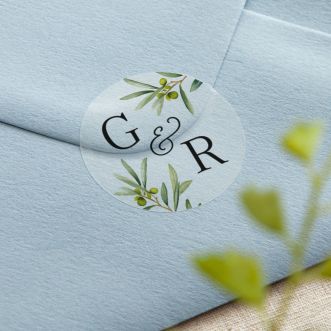 Olive Initials Printed Wedding Stickers