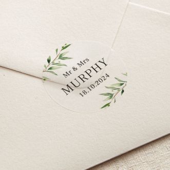 Olive Custom Text Printed Wedding Stickers