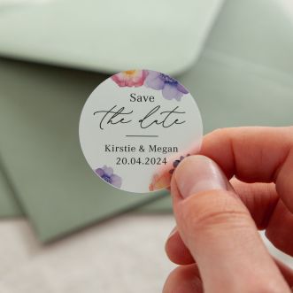 Pressed Floral Save the Date Printed Wedding Stickers