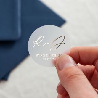 Autograph Initials & Details Foiled Wedding Stickers