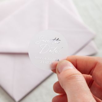 Autograph Save the Date Foiled Wedding Stickers