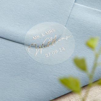 Modern Elegance Custom Text Foiled Wedding Stickers