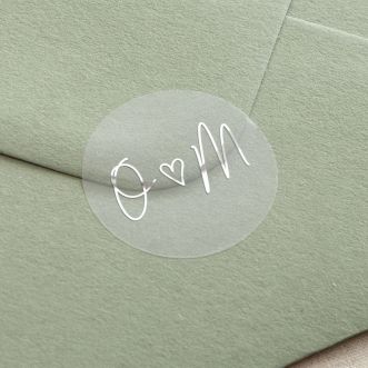 Scattered Hearts Initials Foiled Wedding Stickers