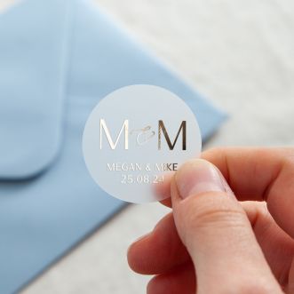 Simple Elegance Initials & Details Foiled Wedding Stickers