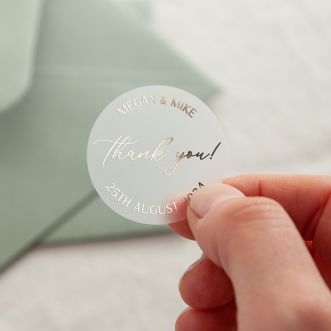 Simple Elegance Thank You Foiled Wedding Stickers