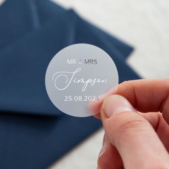 Simple Elegance Custom Text Foiled Wedding Stickers