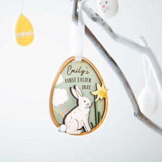 Layered Wooden First Easter Hanging Decoration