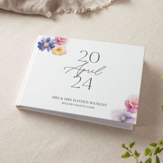Pressed Floral Personalised Date Wedding Guest Book