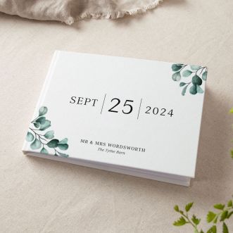 Blue Eucalyptus Personalised Date Wedding Guest Book