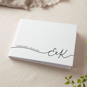 Minimal Script Personalised Initials Wedding Guest Book