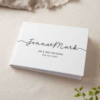 Minimal Script Personalised Names Wedding Guest Book