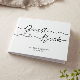 Personalised Heart Script Wedding Guest Book