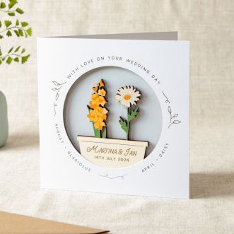 Couple's Birth Flowers Wedding and Anniversary Keepsake Card